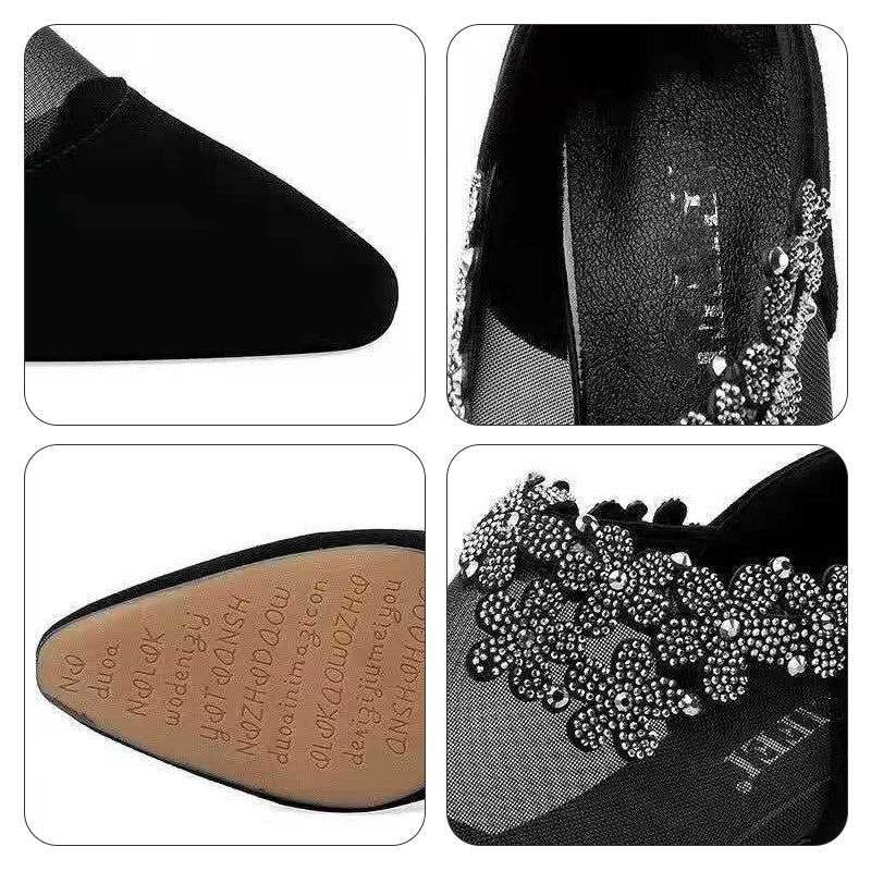 Gluschwein - Strass-Stein-Hohlabsatz-Schuhe