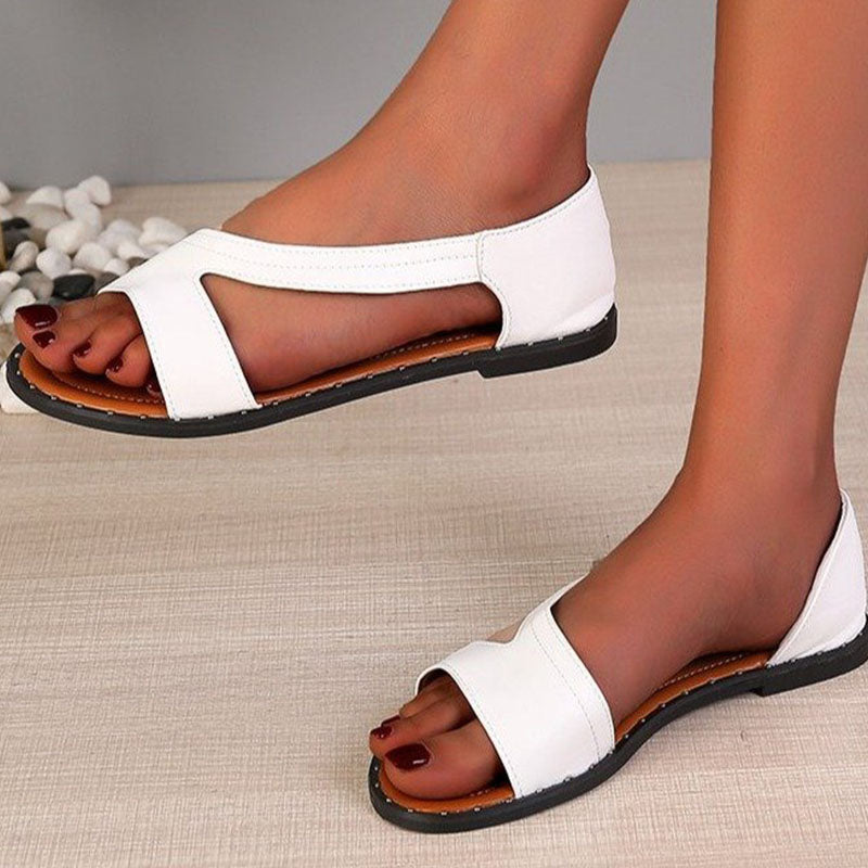 Gluschwein - Einzeilige Sandalen mit Fischmaul Weiss