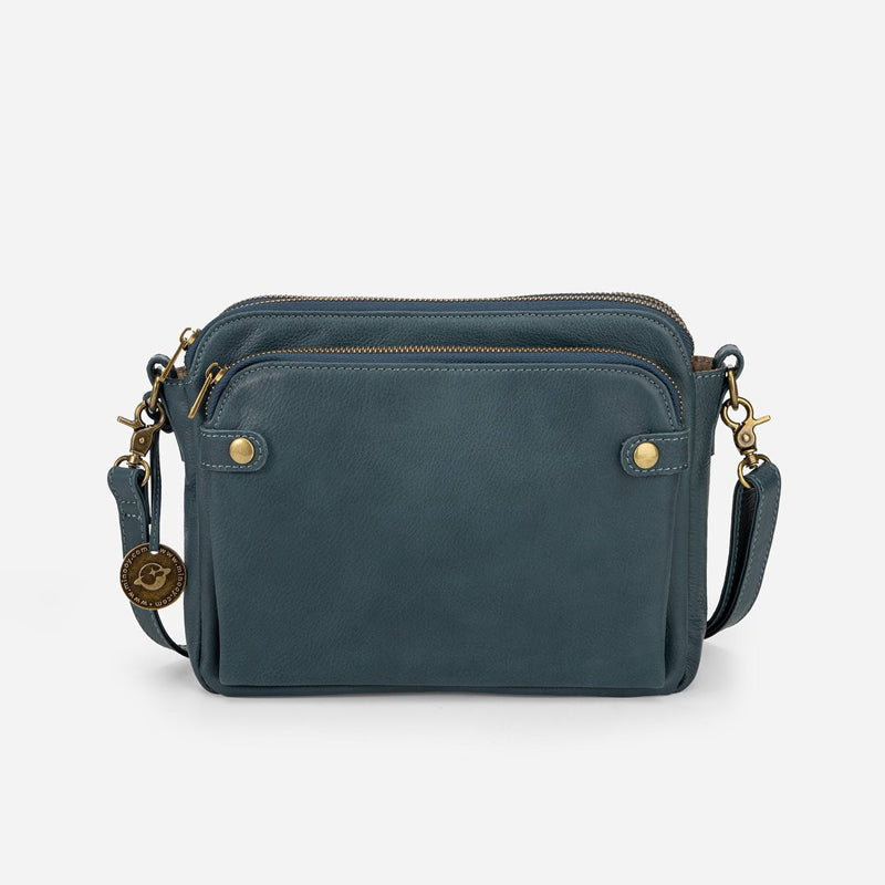 Gluschwein - Damen Umhängetasche aus dreilagigem Leder blau