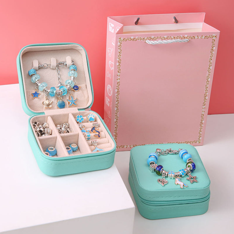 Gluschwein - Handgefertigtes Perlenarmband-Set für Kinder Blau