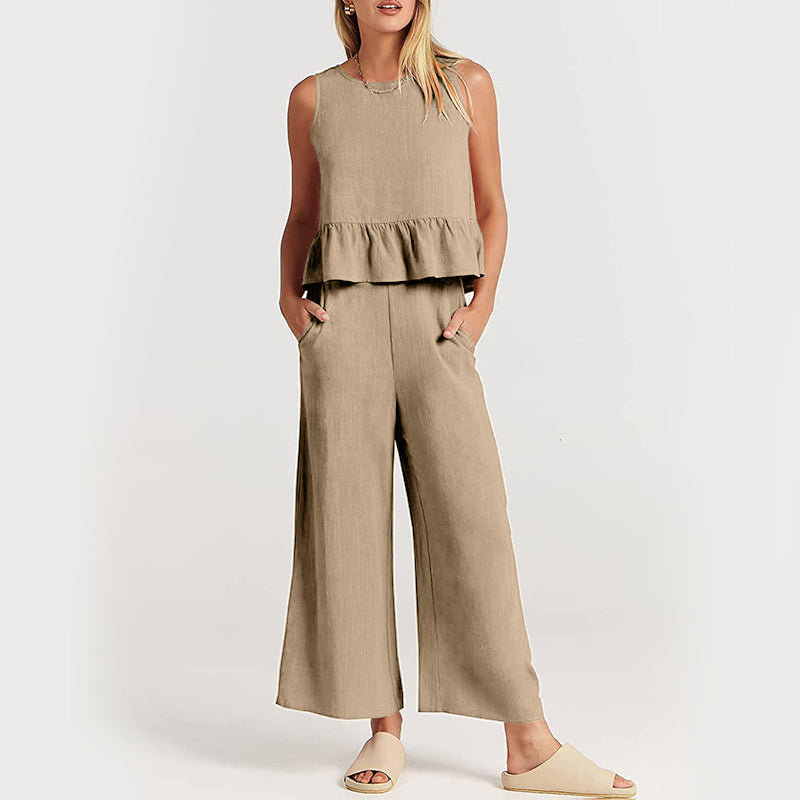 Gluschwein - Zweiteilige Sommer-Outfits – Lounge-Set mit Taschen Khaki