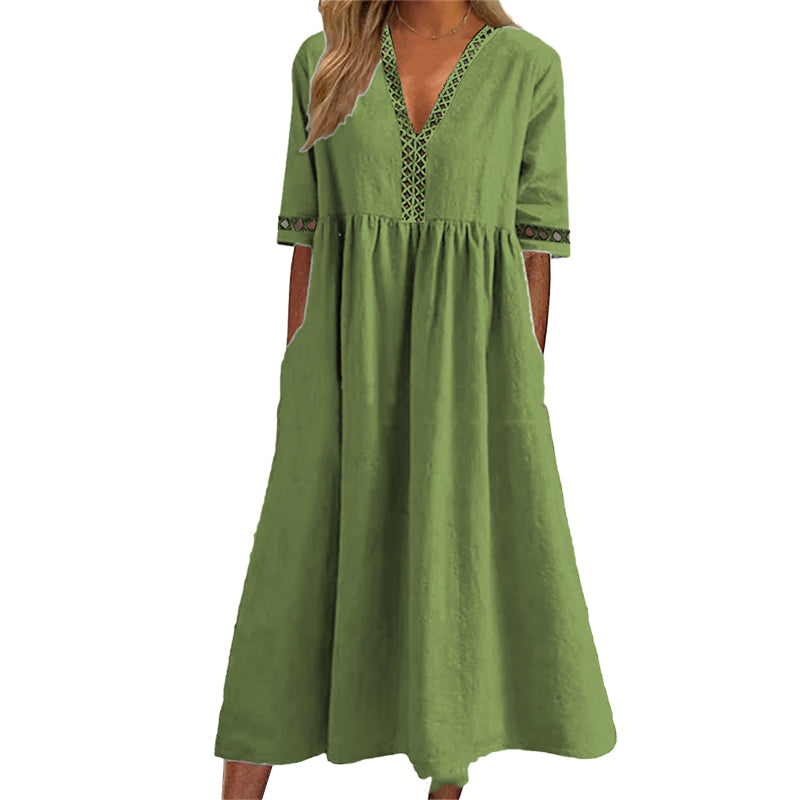 Gluschwein - Spitzenkleid mit V-Ausschnitt und Taille