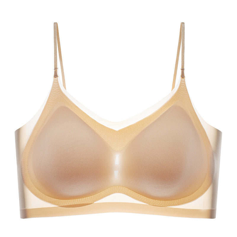Gluschwein - Ultradünner Sommer-Komfort-BH aus Eisseide in Übergröße beige