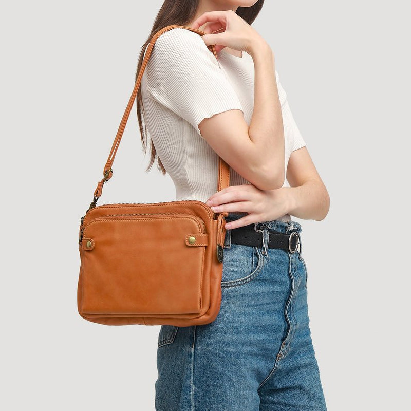 Gluschwein - Damen Umhängetasche aus dreilagigem Leder
