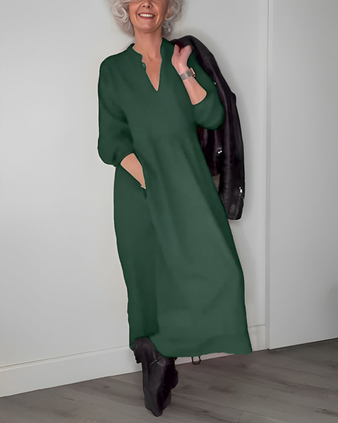 Gluschwein - Amanda - Langes Kleid mit V-Ausschnitt