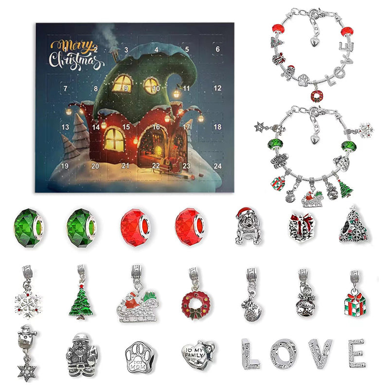 Ensemble de bracelets avec calendrier compte à rebours de Noël DIY 24 jours