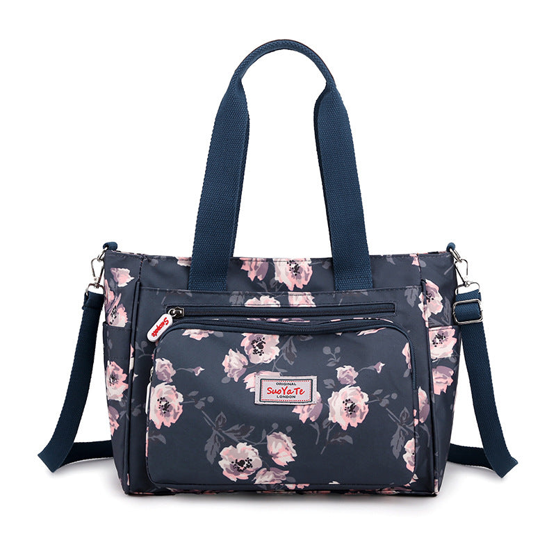 Gluschwein - Wasserdichte Tasche mit Blumenmuster und großem Fassungsvermögen Indigo-Hortensie