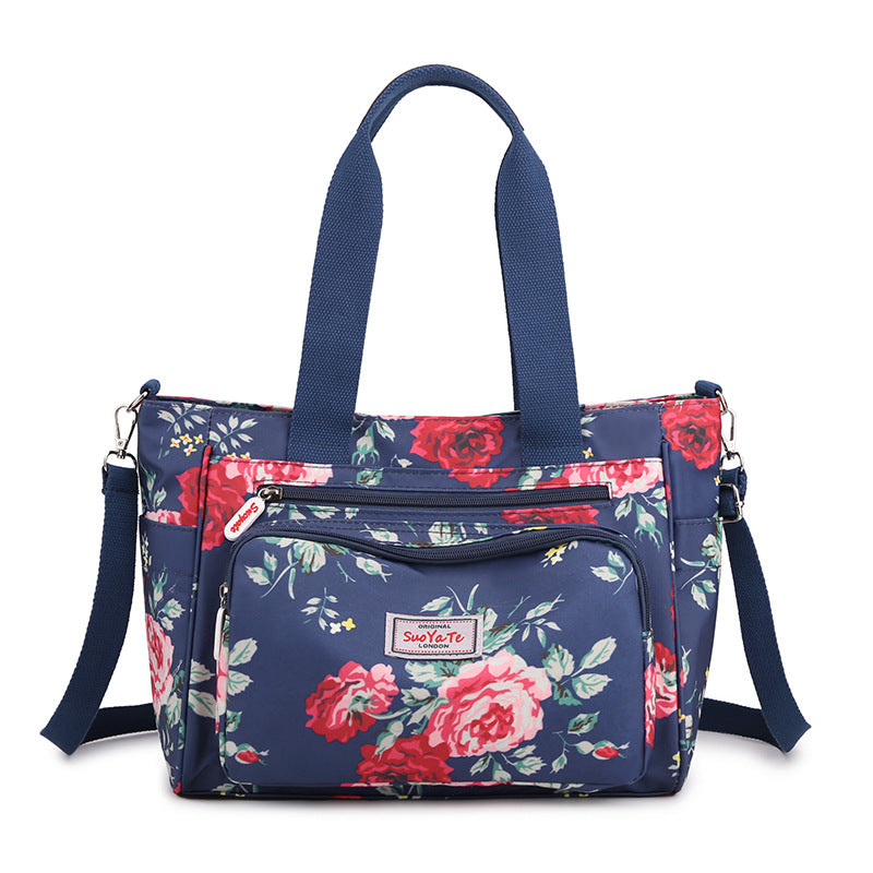 Gluschwein - Wasserdichte Tasche mit Blumenmuster und großem Fassungsvermögen Blaue Rose