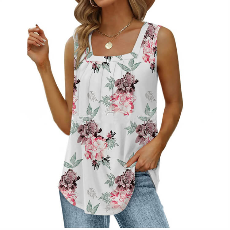 đĽ49% Rabatt!đ¸Blumen-Camisole mit quadratischem Ausschnitt â Boho-Stil, seitlicher Schlitz, leicht & luftig â¨