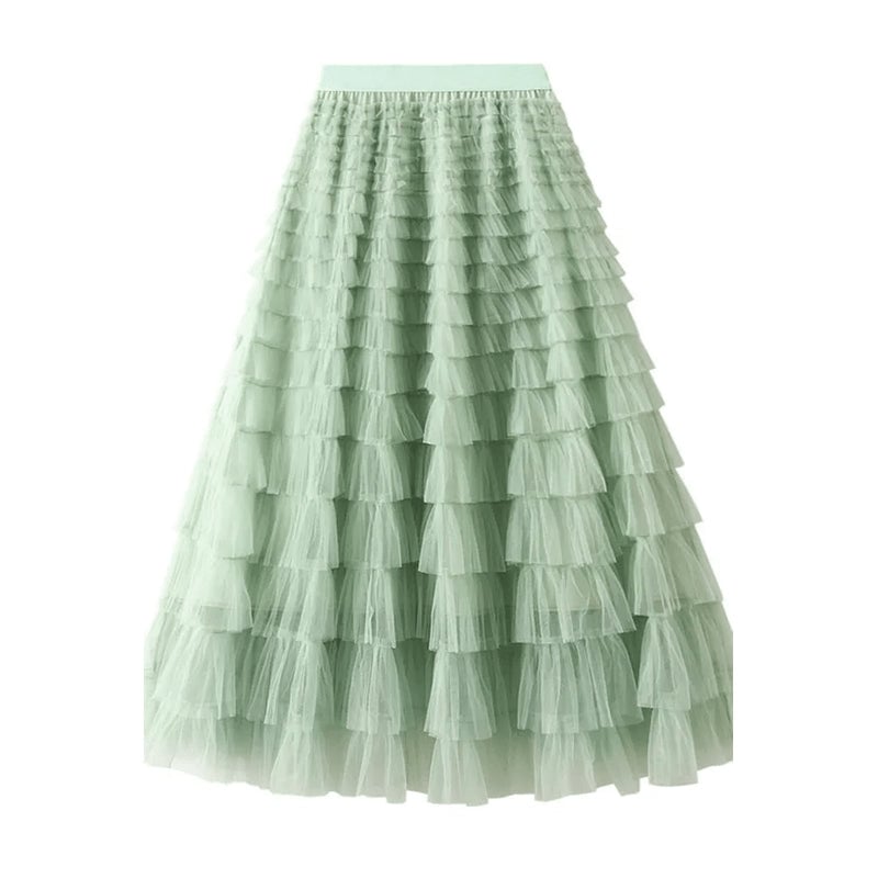 Soyez votre propre reine de la ville avec cette jupe longue en tulle avec ceinture élastique à plusieurs niveaux