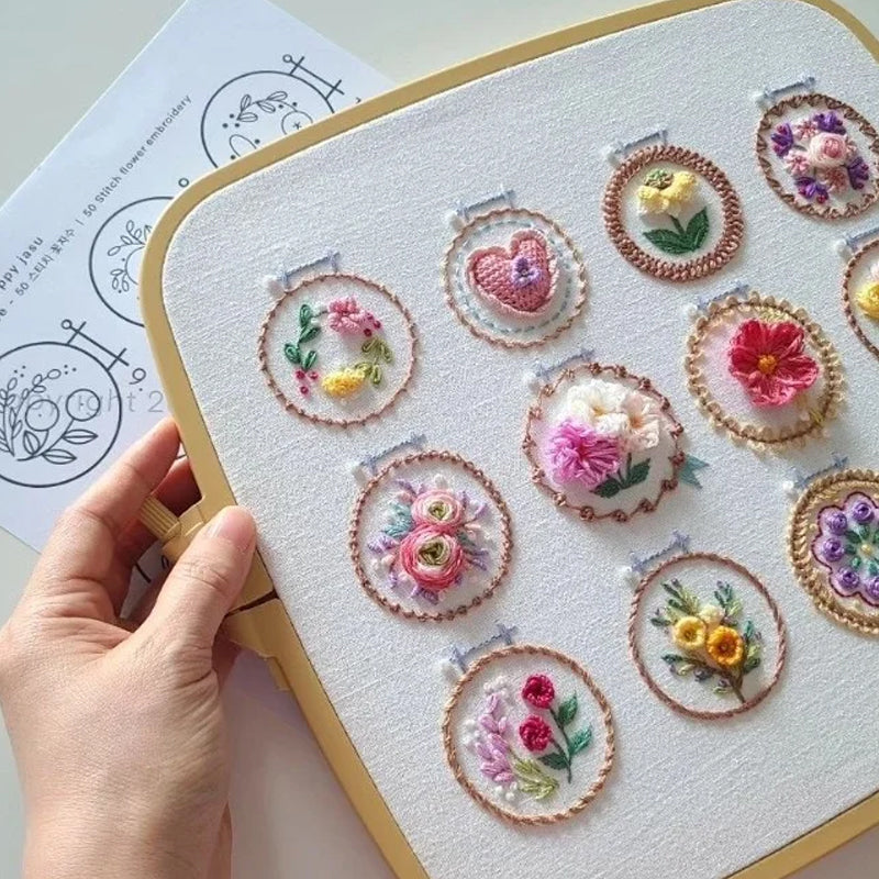 Gluschwein - Kleiner Blumenrahmen Stickereiset