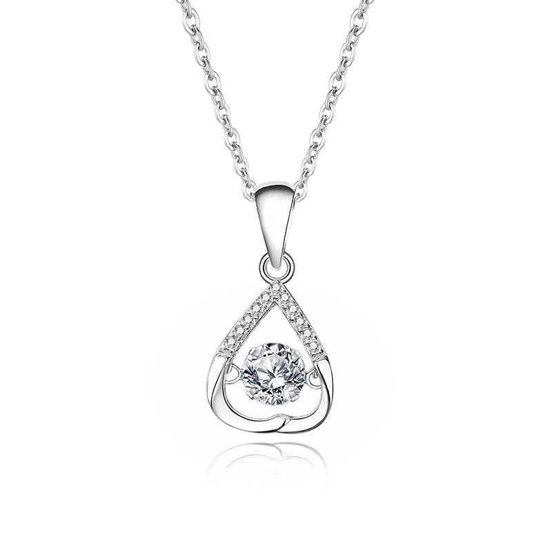 Gluschwein - Sparkling Zirconia Heart Necklace #1 White Golden