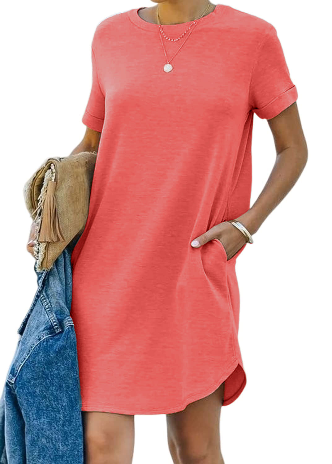 lisa - Lässiges kurzärmeliges T-Shirt-Kleid mit Taschen