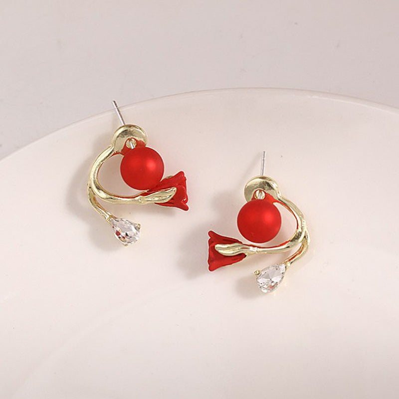 Boucles d'oreilles fleuries rouges