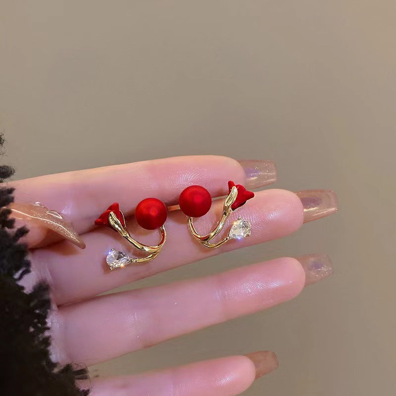 Boucles d'oreilles fleuries rouges