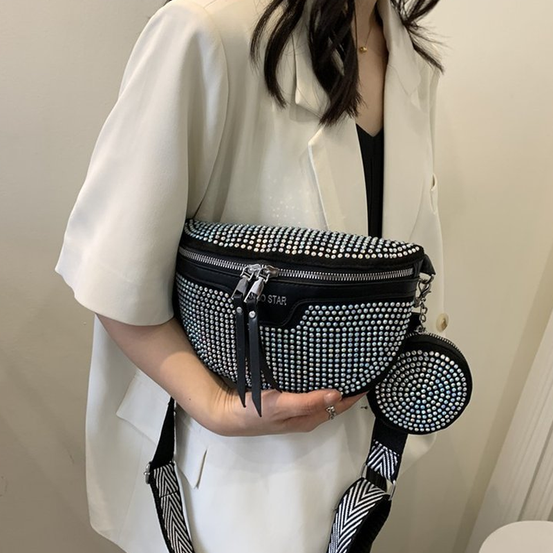 Gluschwein - Fashion Strass PU-Leder-Gürteltasche