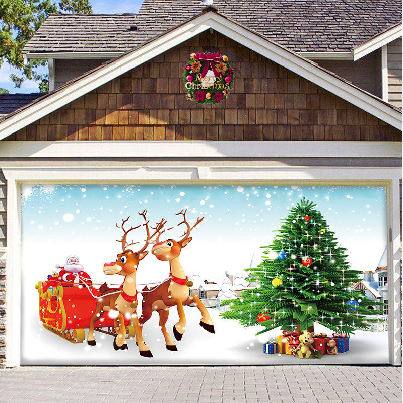 Gluschwein - 🎅🏻Schnee Garagentor Fahne Ornament🎄 Hirsch#1 200*150cm
