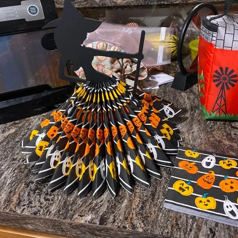 Gluschwein - Hölzerne Halloween-Hexe-Serviettenhalter-Verzierung