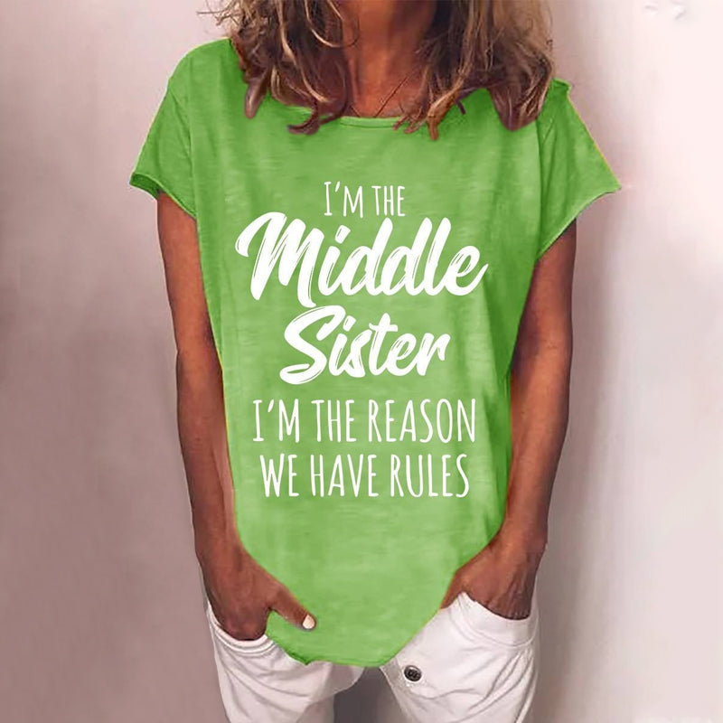Gluschwein - Sisterhood Making Rules T-Shirt Mittlere Schwester Grün