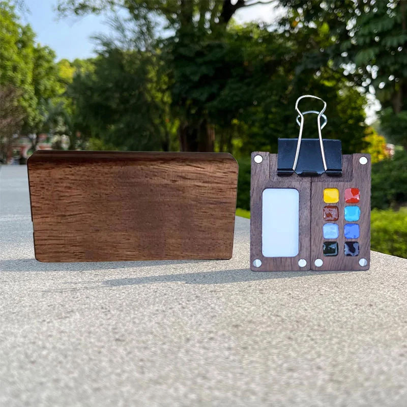 Gluschwein - Tragbare Walnuss Aquarell-Palette