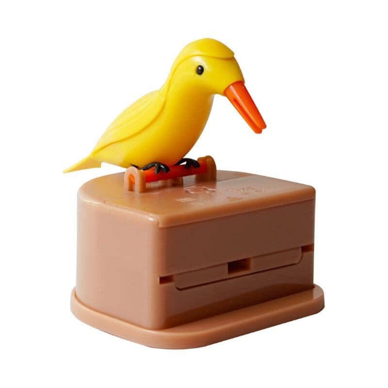 Gluschwein - Kreativer automatischer Zahnstocherbox-Karikaturvogel Gelb-Rosa