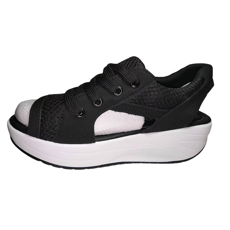 Gluschwein - Sportliche Freizeitschuhe für Damen mit dicker Sohle Schwarz