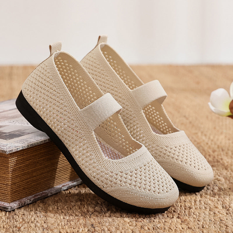 Gluschwein - Atmungsaktive, rutschfeste Stoffschuhe für Damen Beige