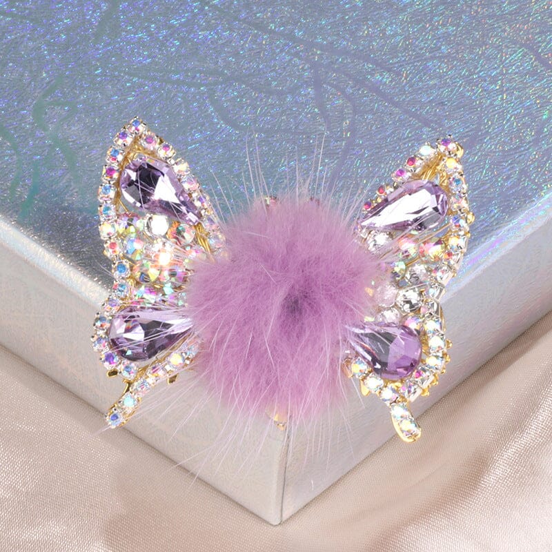 Gluschwein - Fliegende Schmetterling Haarnadel lila