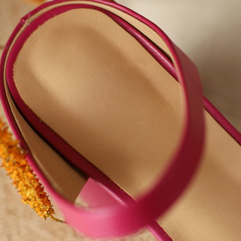Gluschwein - Sommer-Retro-Sandalen für Damen mit dickem Absatz