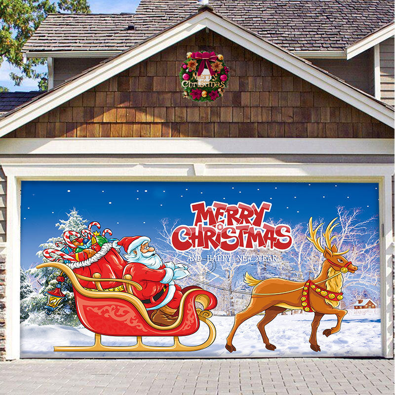 Gluschwein - 🎅🏻Schnee Garagentor Fahne Ornament🎄 Hirsch#2 200*150cm