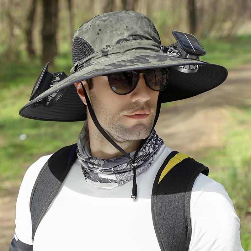 Gluschwein - Solar- und USB-Ladeventilator Outdoor-Fischerhut