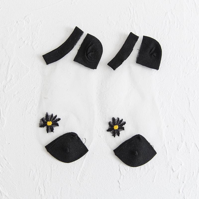 Gluschwein - Durchscheinende Gänseblümchensocken schwarz 5 Paar