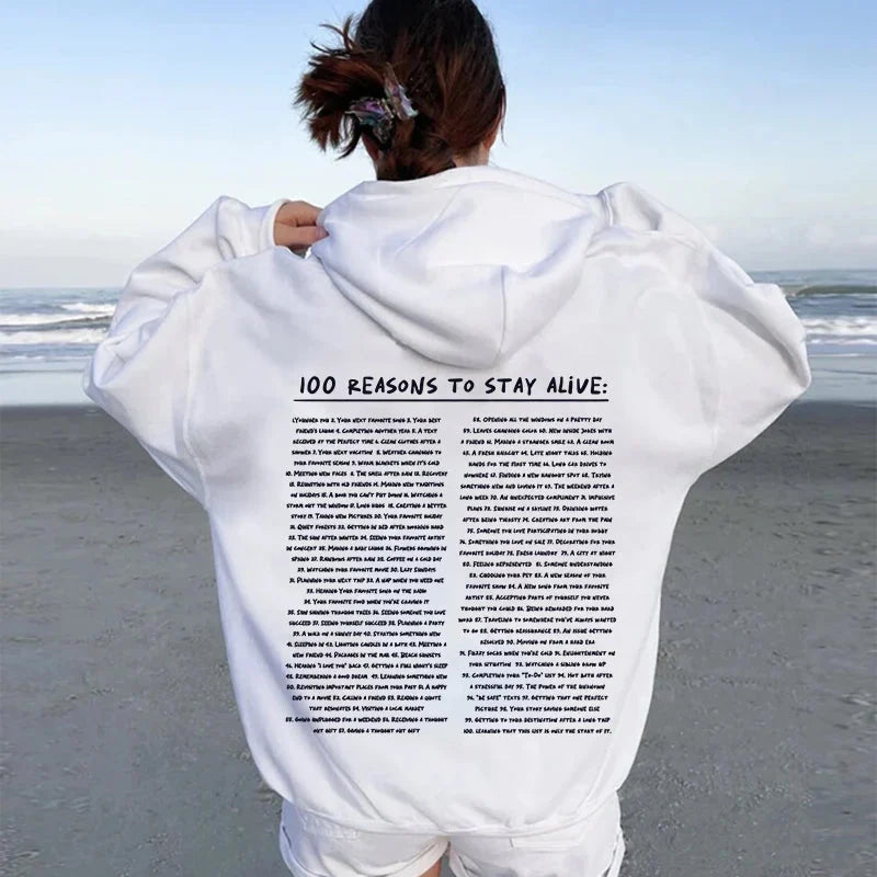 Gluschwein - Sweatshirt '100 Gründe, am Leben zu bleiben'.