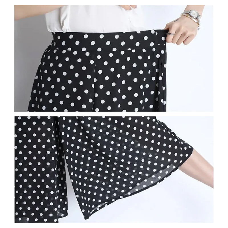 Gluschwein - Schwarze, gepunktete Chiffon-Culotte
