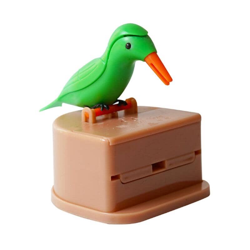 Gluschwein - Kreativer automatischer Zahnstocherbox-Karikaturvogel Grün-Rosa