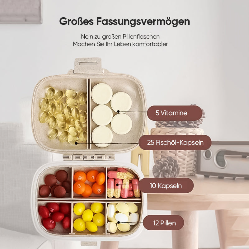 Gluschwein - Tragbare versiegelte Pillendose mit 8 Fächern