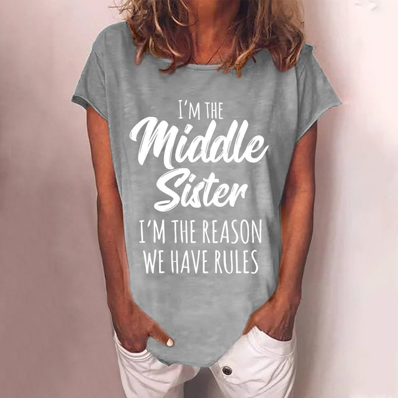Gluschwein - Sisterhood Making Rules T-Shirt Mittlere Schwester Grau