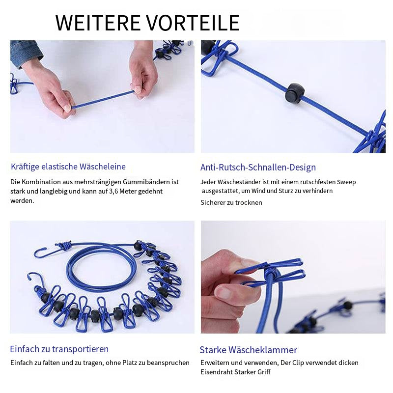 Gluschwein - Tragbarer elastischer Reisewäscheständer