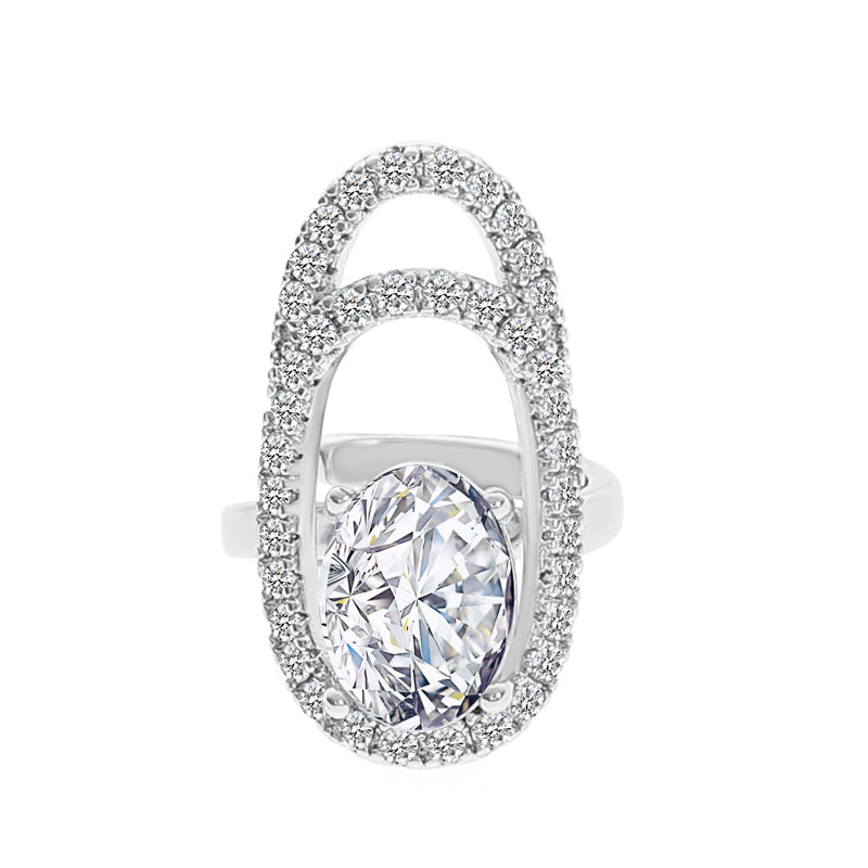 Gluschwein - Geometrischer Diamant offener Nagelring 10 weiße K-Modelle fünf 10143