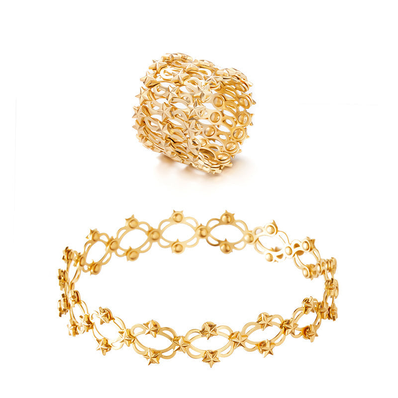 Gluschwein - 2 In 1 Verstellbarer Umwandelbarer Armbandring Goldener Stern
