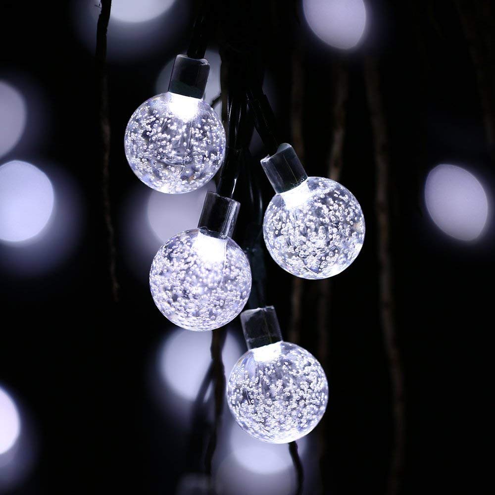 Gluschwein - Solarbetriebene Kristallkugel-Lichterketten Kaltes Weiß