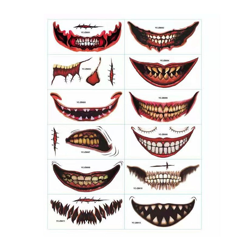 Gluschwein - đFRĂHE HALLOWEEN-AKTIONđGruseliges TemporĂ€res Halloween-Tattoo CLOWN*12(SET A)