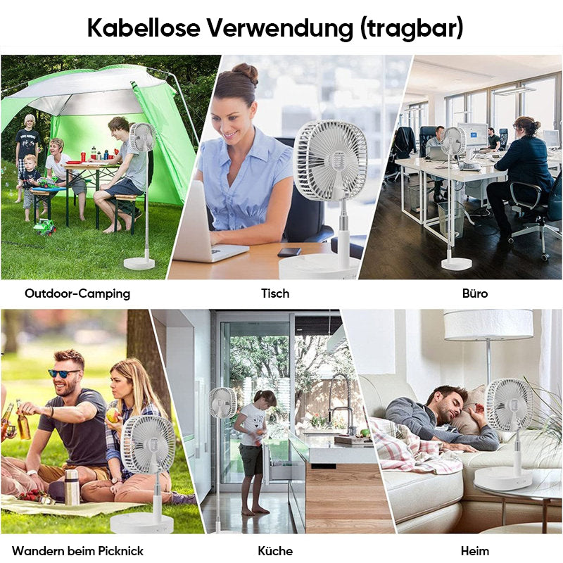 Gluschwein - Tragbarer wiederaufladbarer faltbarer Teleskop-Bodenventilator