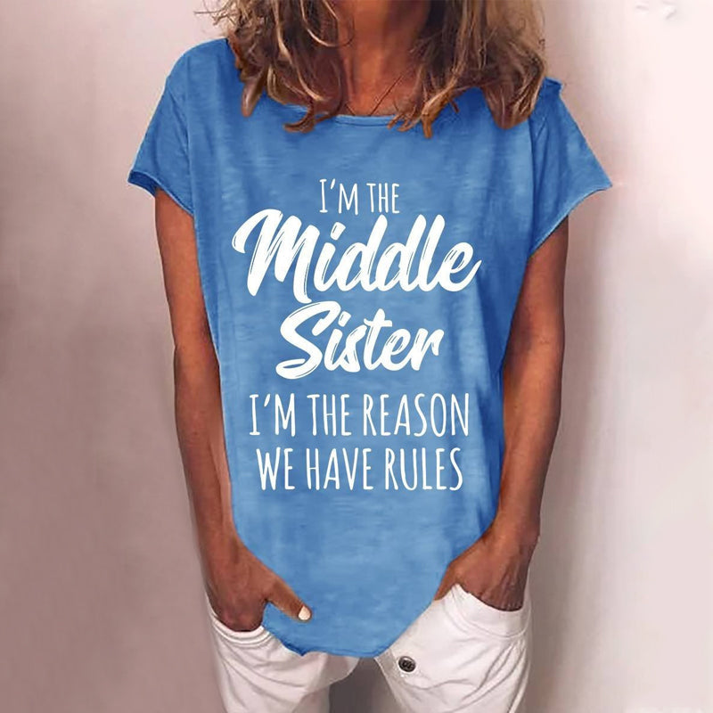 Gluschwein - Sisterhood Making Rules T-Shirt Mittlere Schwester Blau