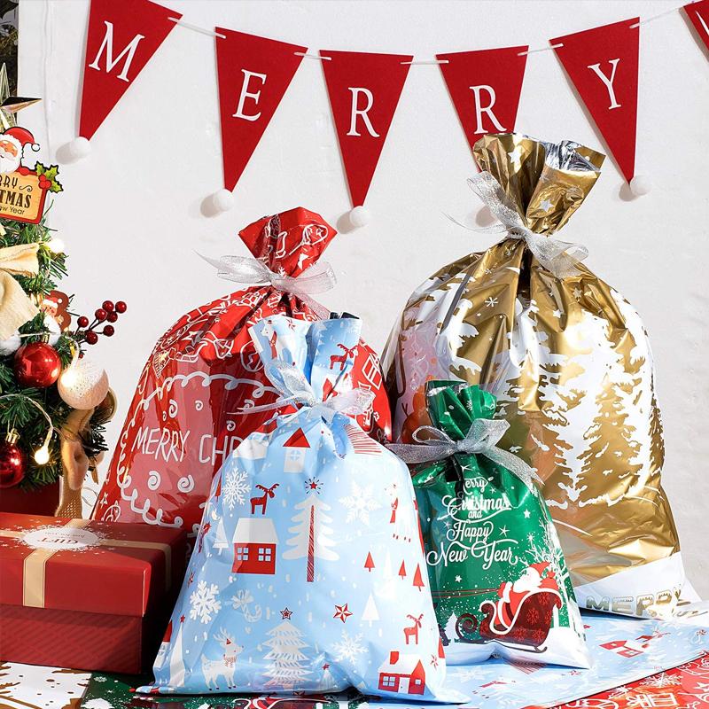 (🎄 Vente anticipée de Noël 🎄) Sacs cadeaux de Noël à cordon, réutilisables