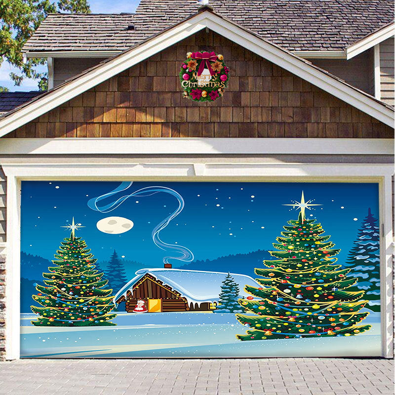 Gluschwein - 🎅🏻Schnee Garagentor Fahne Ornament🎄 Haus 200*150cm