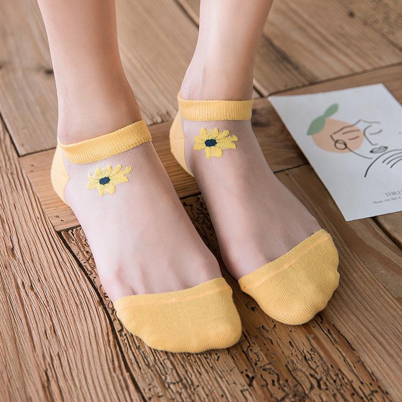 Gluschwein - Durchscheinende Gänseblümchensocken