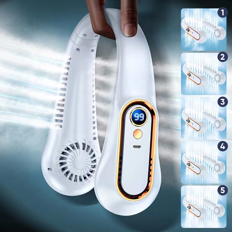 Gluschwein - Nackenventilator, wiederaufladbarer USB-Lüfter, 5 Geschwindigkeiten einstellbar