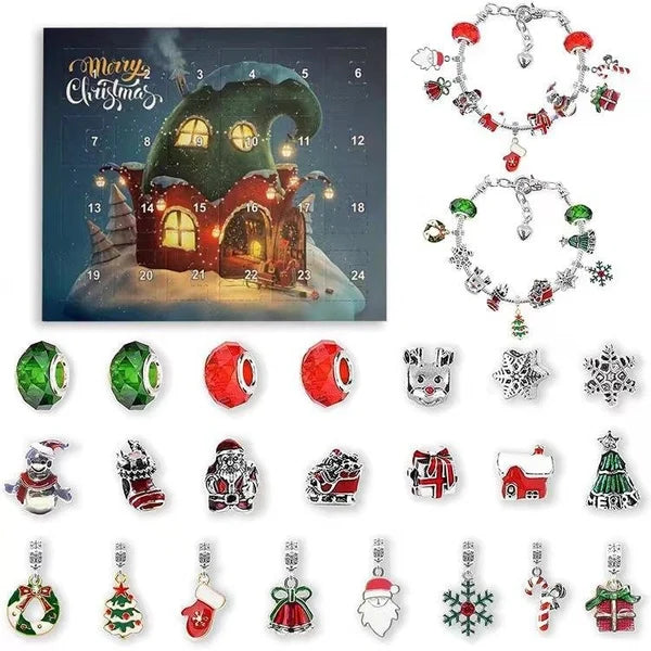 Ensemble de bracelets avec calendrier compte à rebours de Noël DIY 24 jours