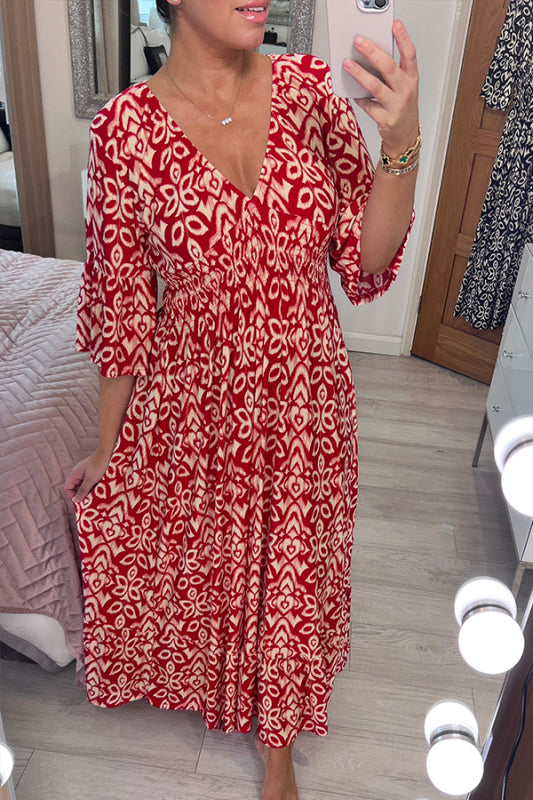 Gluschwein - Lianne - Maxikleid mit V-Ausschnitt Rot